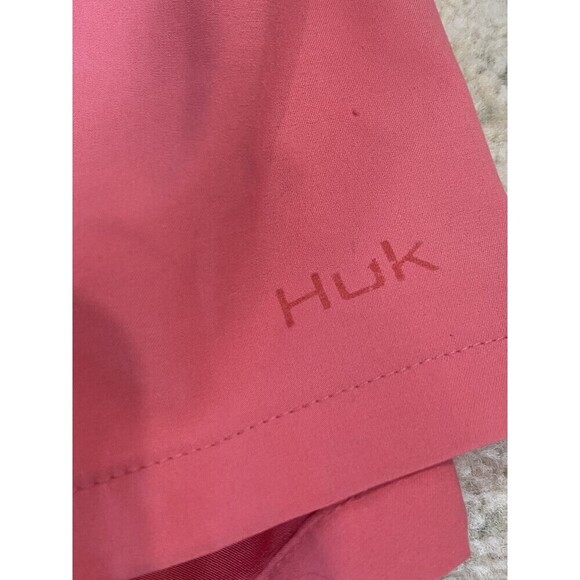 HUK Performance Coral Size Medium Fishing Swim Trunks Pink Drawstring 5" Inseam - Picture 2 of 10